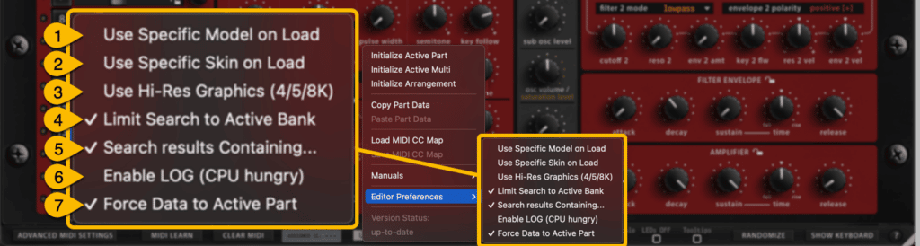 utilities menu preferences